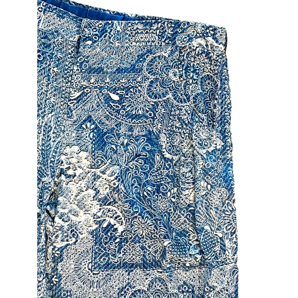 Johnny Was Lauchlen Wide Leg Pants Size XL Blue “Denim Print” NWT Silk Blend - Picture 4 of 8